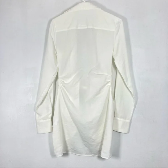 Choosy Crosby St White Plunging V Neck Tie Front Shirt Dress 0 - Picture 2 of 15